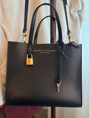 Marc Jacobs Black Pebbled Leather Satchel with Gold Hardware